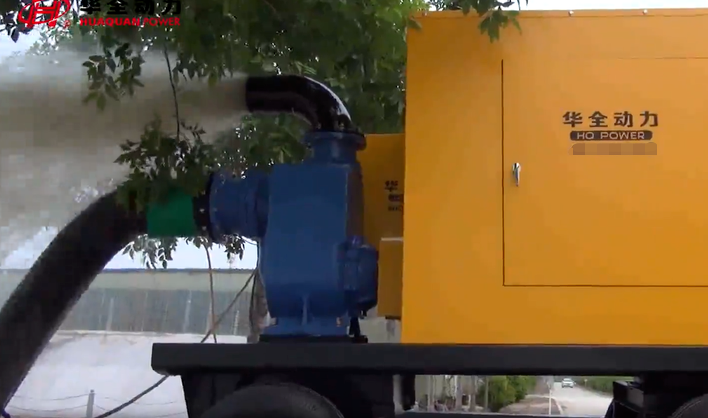 华全70kw自吸排污水泵机组测试现场