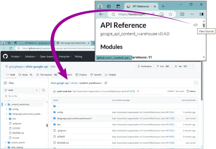 截图：谷歌 API 文档的源文件位置