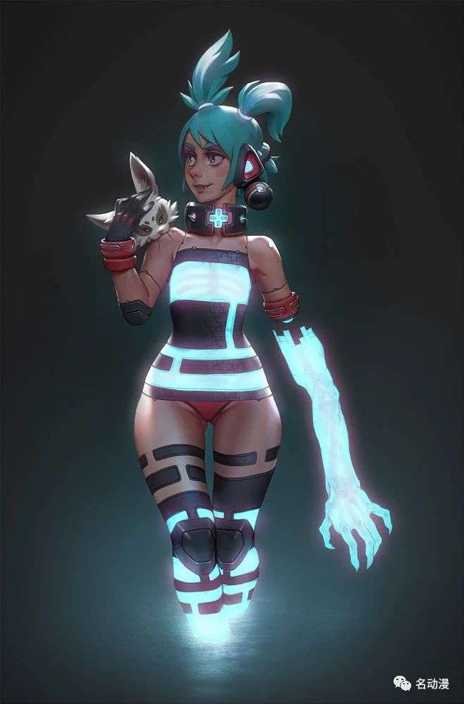 超炫酷的荧光特效插画来自欧美画师笔下的闪光系美少女