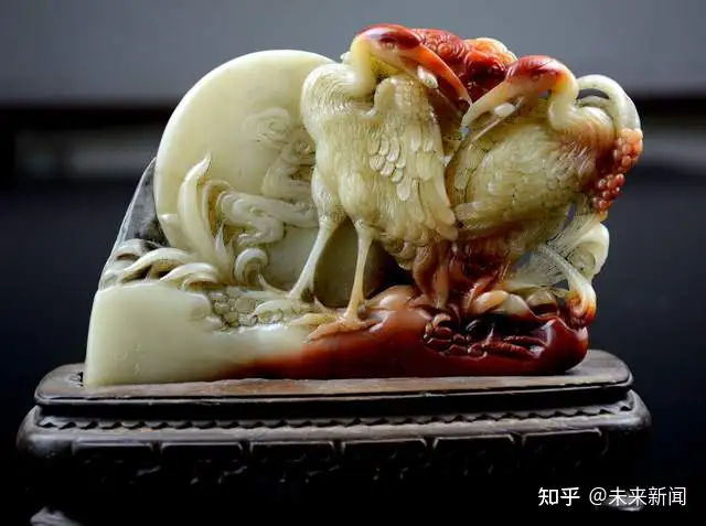 冯久和寿山石雕刻作品《双鹤衔芝》亮相福州，受到业界极大关注- 知乎