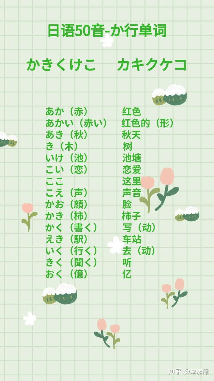 0阶日语 五十音2 か行单词 知乎