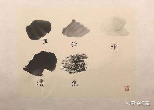 清墨 墨分五彩:焦浓重淡清 清墨是颜色最浅的一种墨色,只是稍有颜色