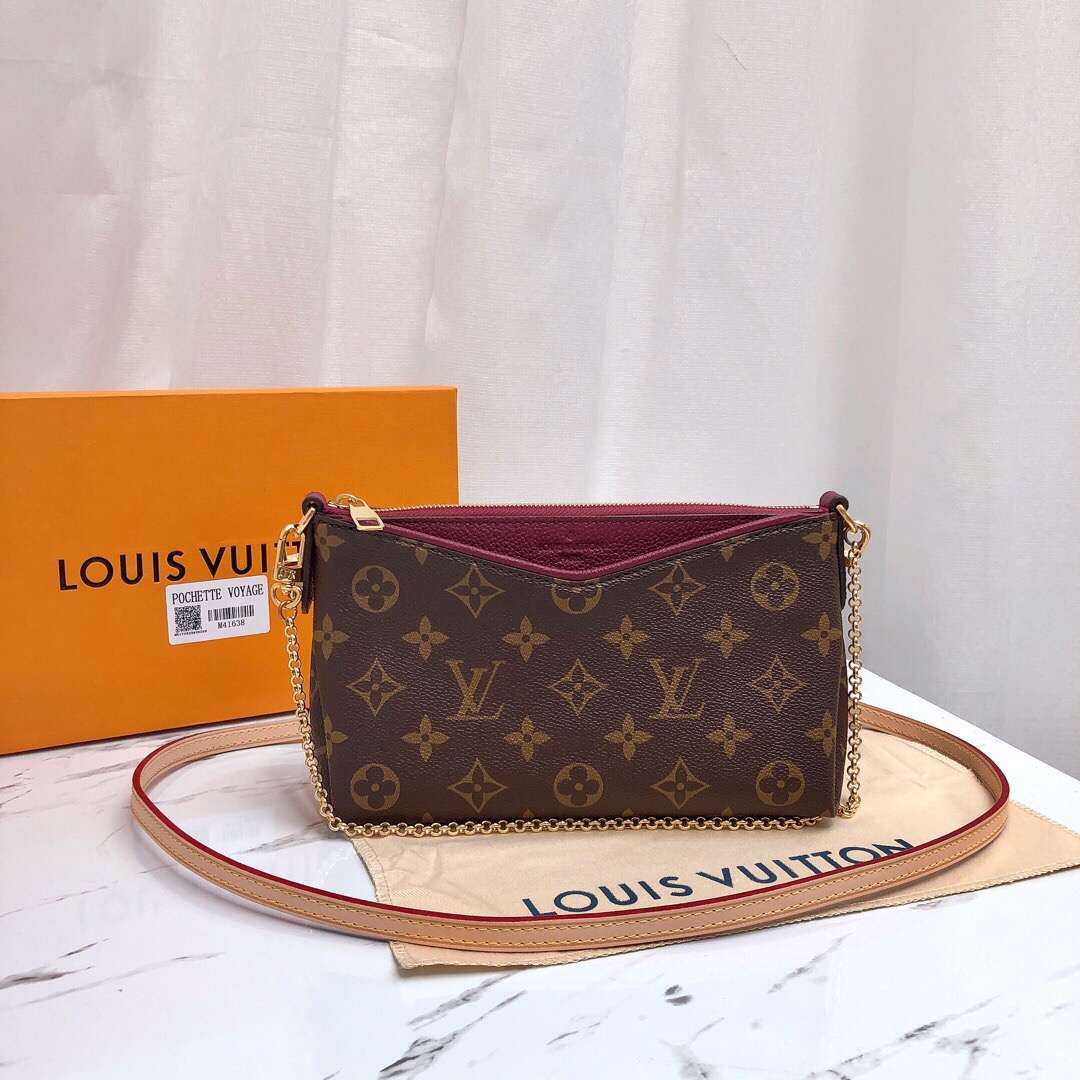 82lvpallasclutch老花拼色牛皮单肩链条斜挎包82