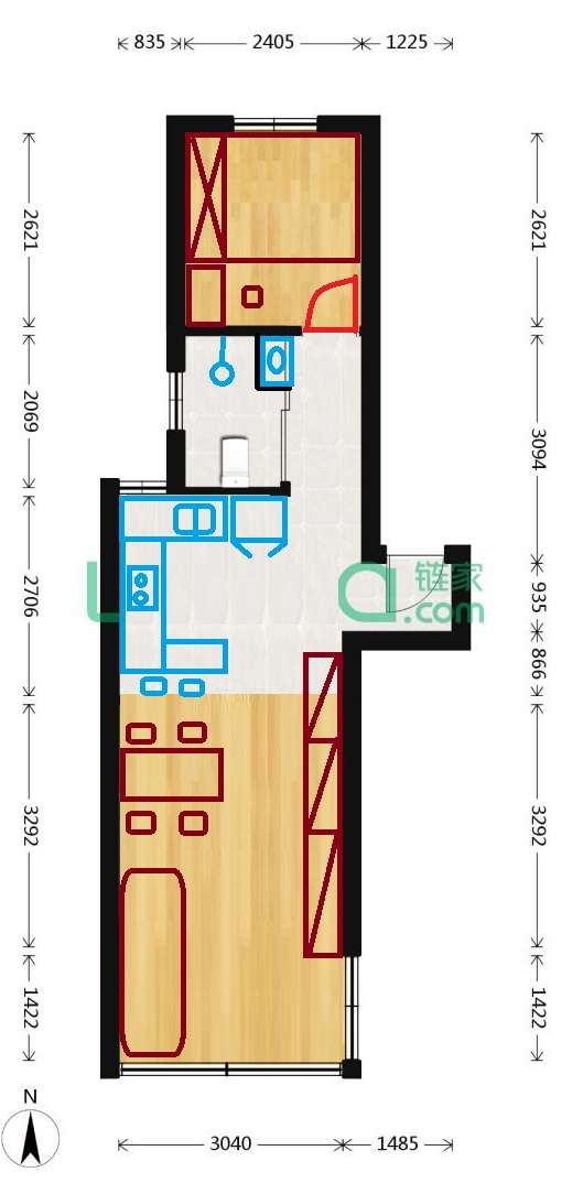 套内37平米一字型户型如何改造
