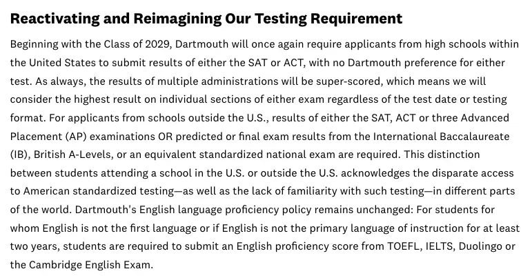 标化可选取消！达特茅斯学院宣布恢复SAT/ACT成绩提交要求！(图2)