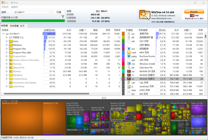 WizTree：C盘清理神器，被誉为世界上最快的磁盘空间分析器-山海之花 - 宝藏星球屋