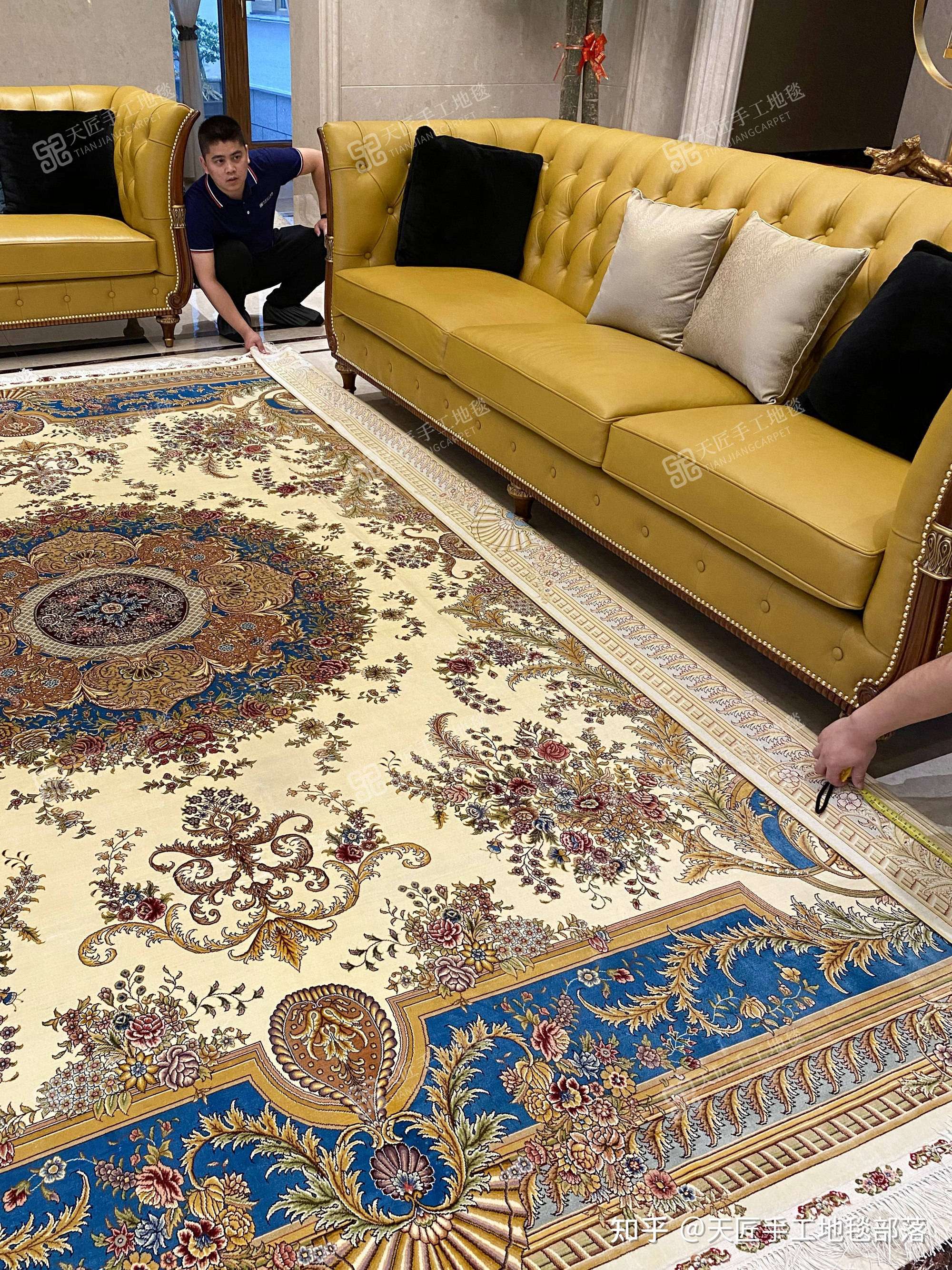 别墅地毯如何搭配手工真丝地毯?