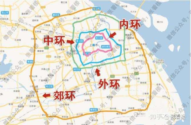 上海内中外环地图方位示意图