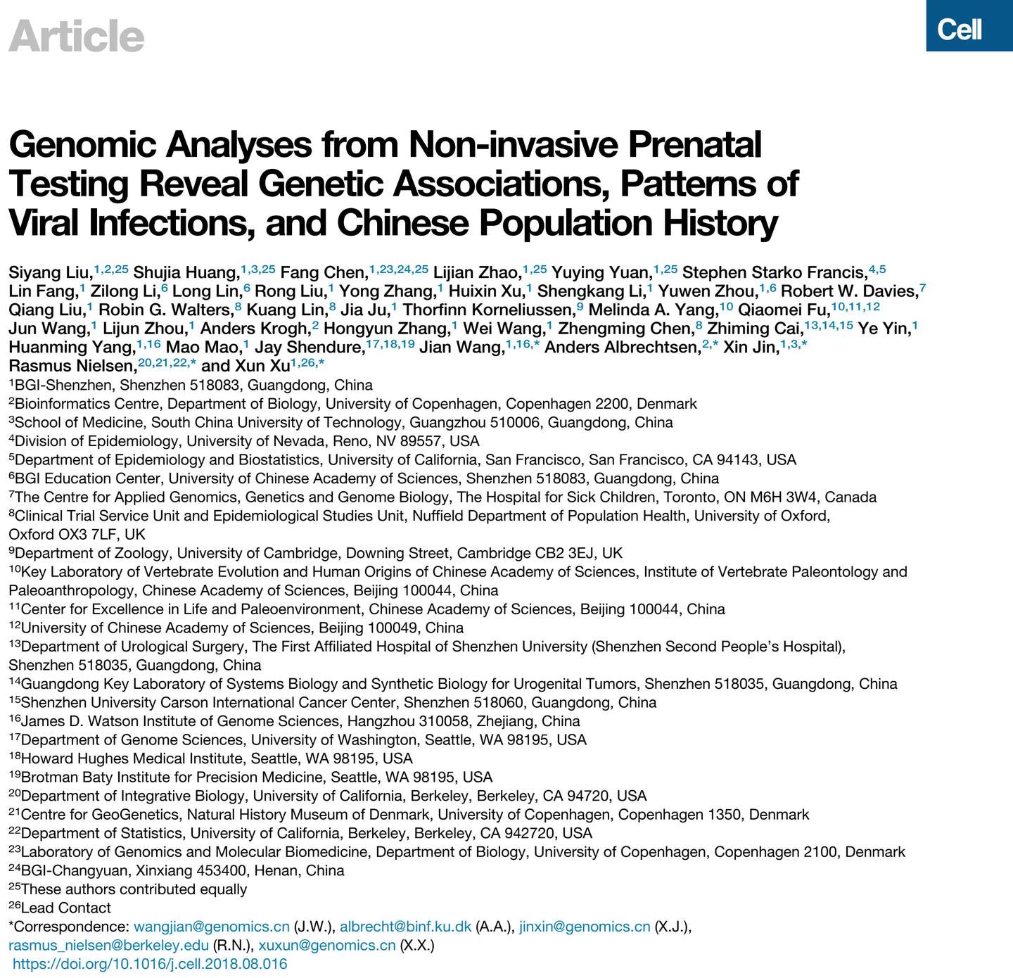 Cell丨华大基因用非侵入性产前检测技术解码14万中国女性基因组 揭示中国人遗传历史与地理因素的关联 知乎