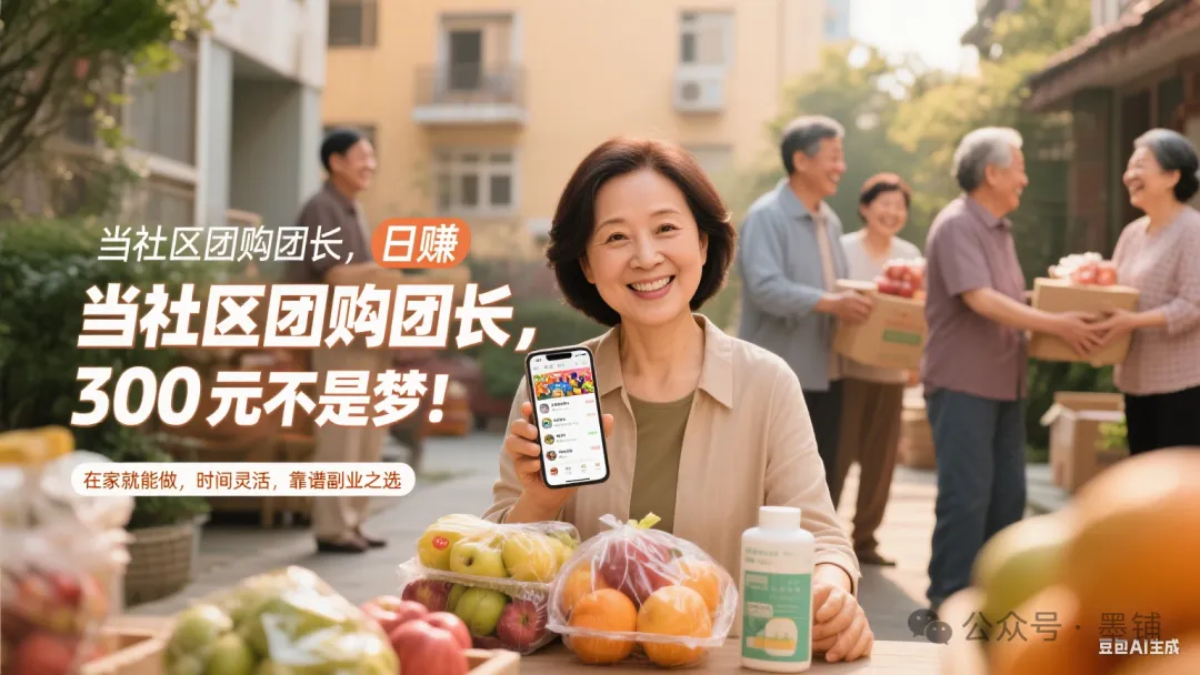 社区团购团长：在家就能做的日赚 300 元副业-墨铺
