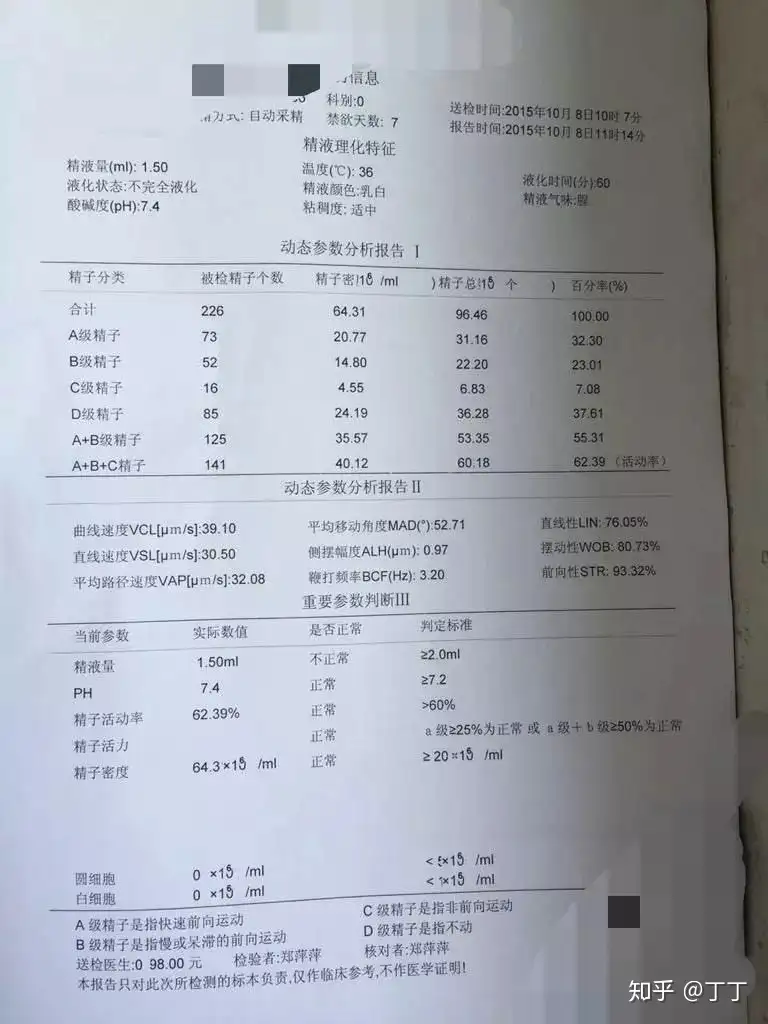 精液分析检测报告样本