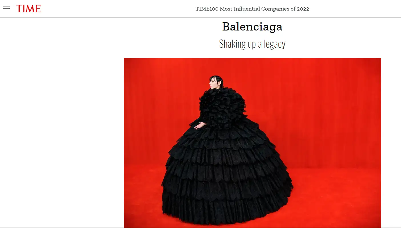 Balenciaga Is one of the 2022 TIME100 Most Influential Companies
