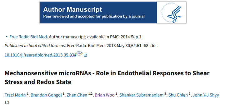 机械敏感型 miR 在内皮细胞对切应力和氧化还原状态响应中的作用 机械敏感型 miR 在内皮细胞对切应力和氧化还原状态响应中的作用