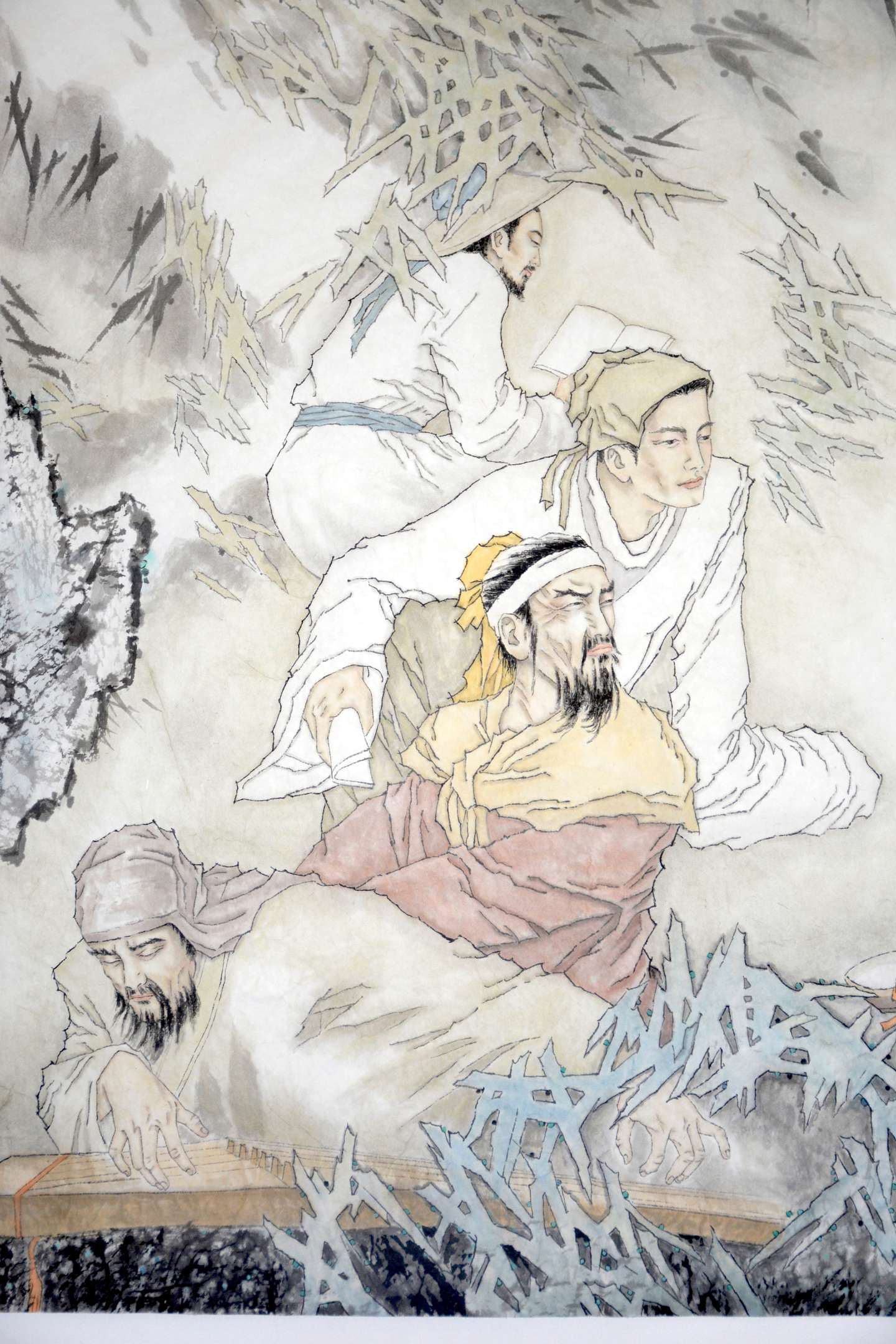 安田靫彦　絹本着色掛軸一幅　【武者之図】　共箱　肉筆画　軸先紫檀　　模写　182 安田靫彦 絹本着色掛軸一幅 【武者之図】 共箱 肉筆画 軸先