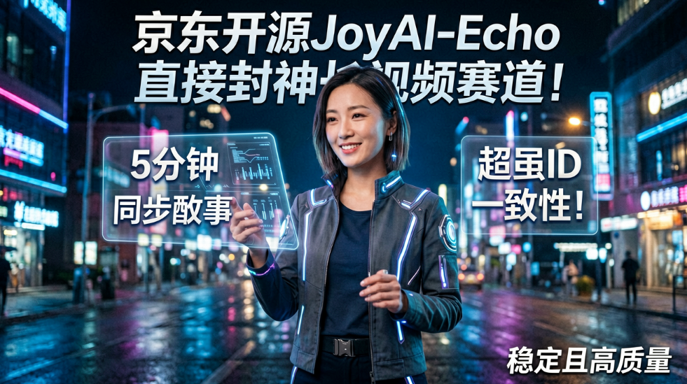 强！5分钟连贯故事+同步配音+超强ID一致性！京东开源JoyAI-Echo，直接封神长视频赛道！稳定且高质量！