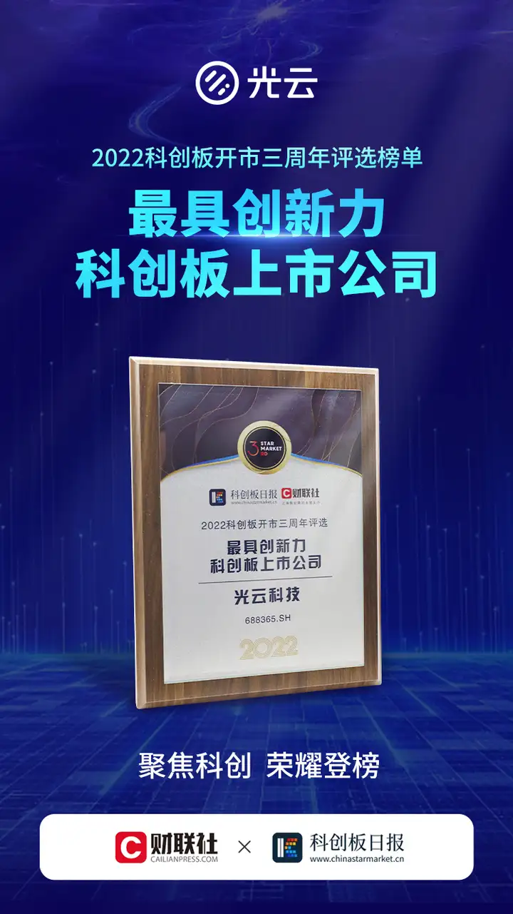 科创板开市三周年，光云科技获评“2022最具创新力科创板上市公司”（光云科技 科创板）