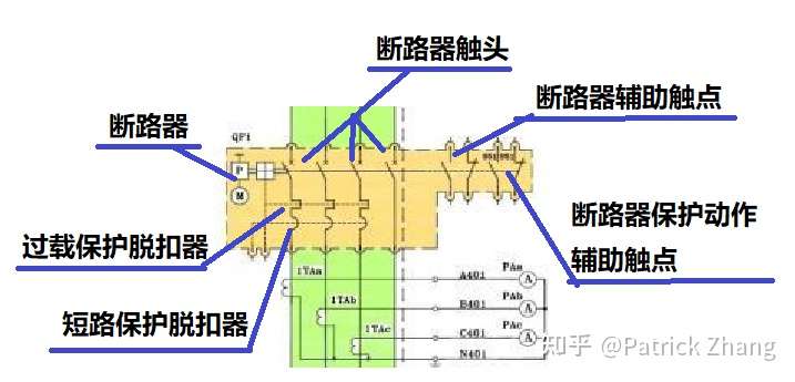 断路器图符中的主触头和辅助触点