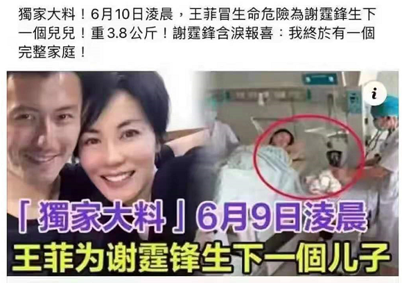 谢霆锋王菲宣布产子 王菲在上海产下一女