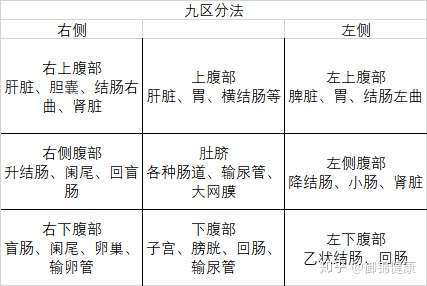 按照九区分法,一看便知. 生活中很多人会出现右下腹