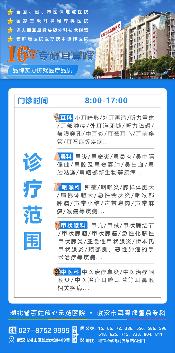 武汉仁爱眼耳鼻喉医院三甲名医、专家排班表来啦！请初复诊患者及时查收！