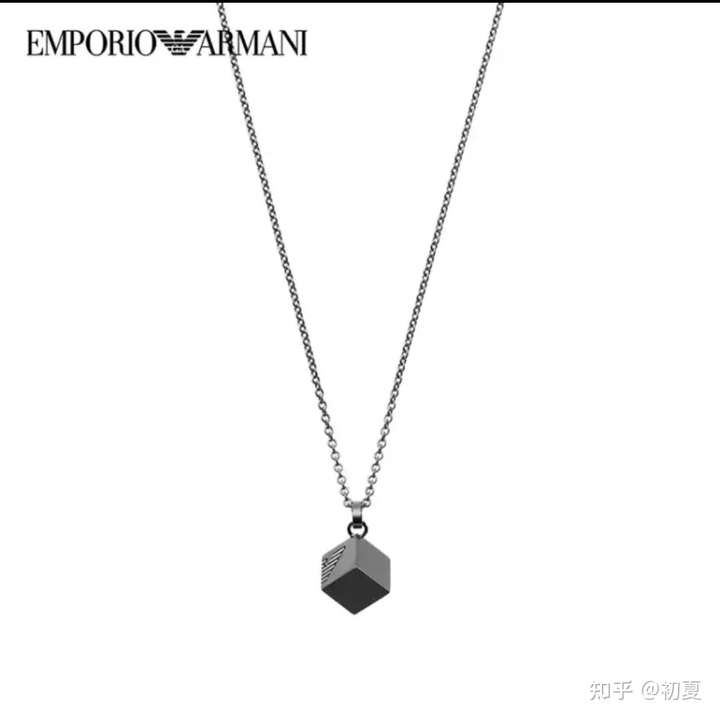 阿玛尼(emporio armani)项链男 个性正方形立体潮流项链 钢制 送男友