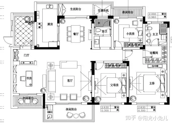 欧式装修风格样板房！180平米大平层，幸福一家五口的格调雅居(图4)