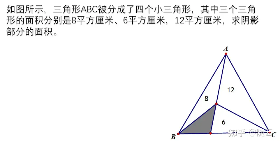 面积问题 求三角形内部阴影部分的面积 知乎
