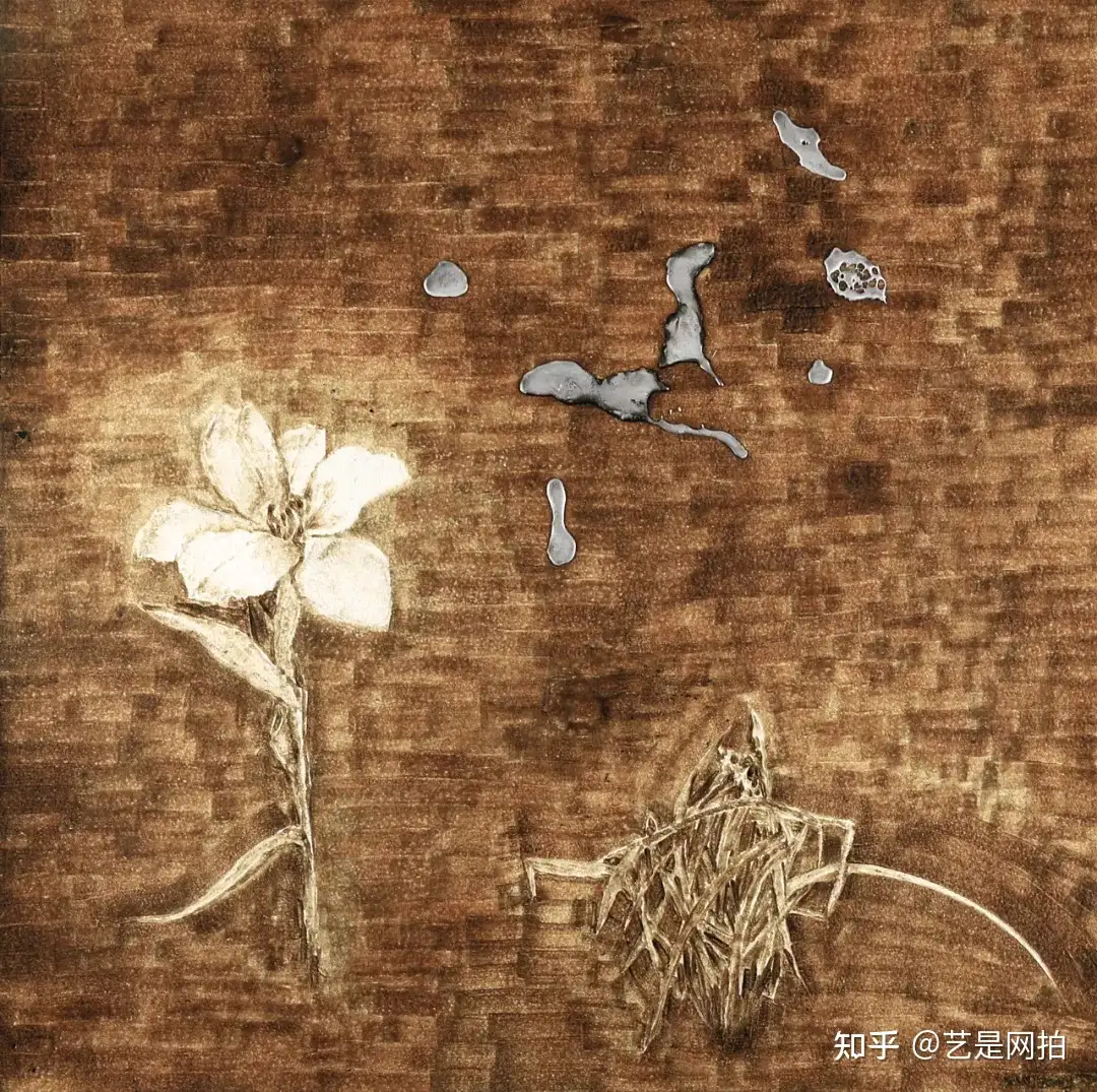 何卫1990年作菊花油画額装真作保証中国近現代絵画現代美術-