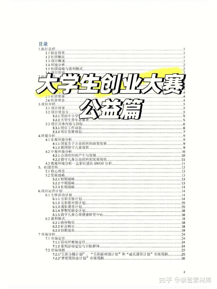 大学生创业大赛计划书
