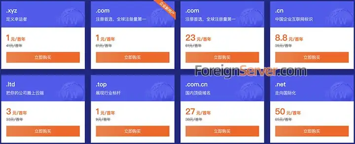 腾讯云域名活动价格表（com、cn、net多后缀）