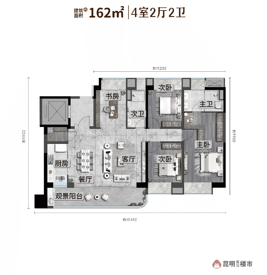 昆明豪宅龙江金茂府在售户型面积优缺点分析,面积约158-269㎡大平层-昆明楼盘网