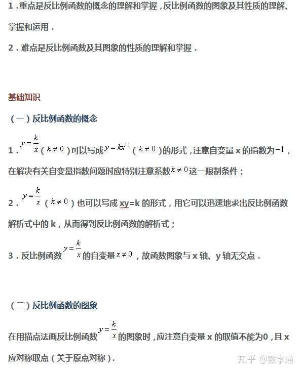 九年级下册第一章 反比例函数 知识结构 知识例题讲解 知乎