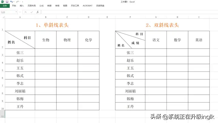 怎么在表格里加入斜线 并打字（单斜线表头的设置教程）