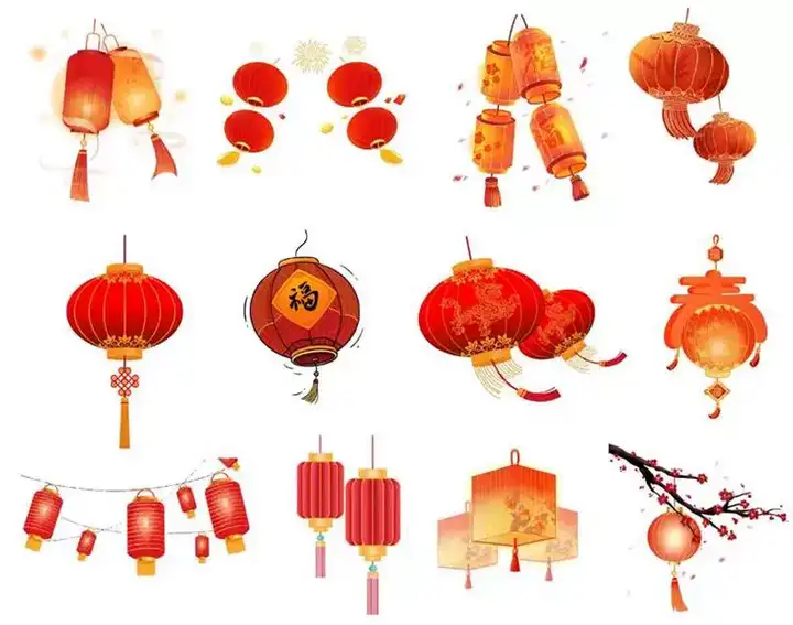 图片[5]-76款新年灯笼素材-新年春节手绘灯笼PNG免扣素材喜庆装饰传统中国风红色装饰元素【电商热销711】-暗冰资源网