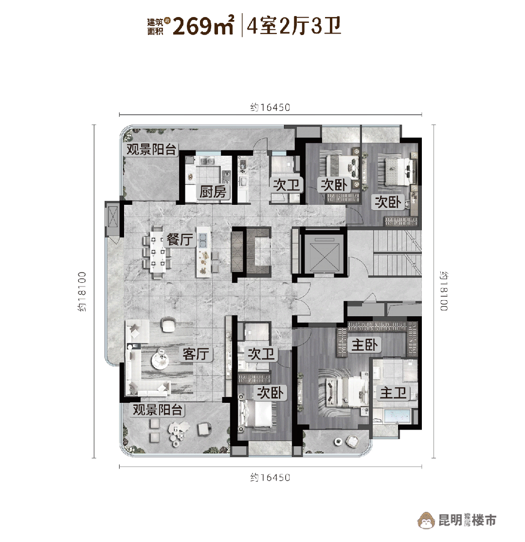 昆明豪宅龙江金茂府在售户型面积优缺点分析,面积约158-269㎡大平层-昆明楼盘网
