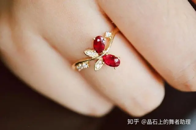 清代 紅宝石嵌め 銀指輪-