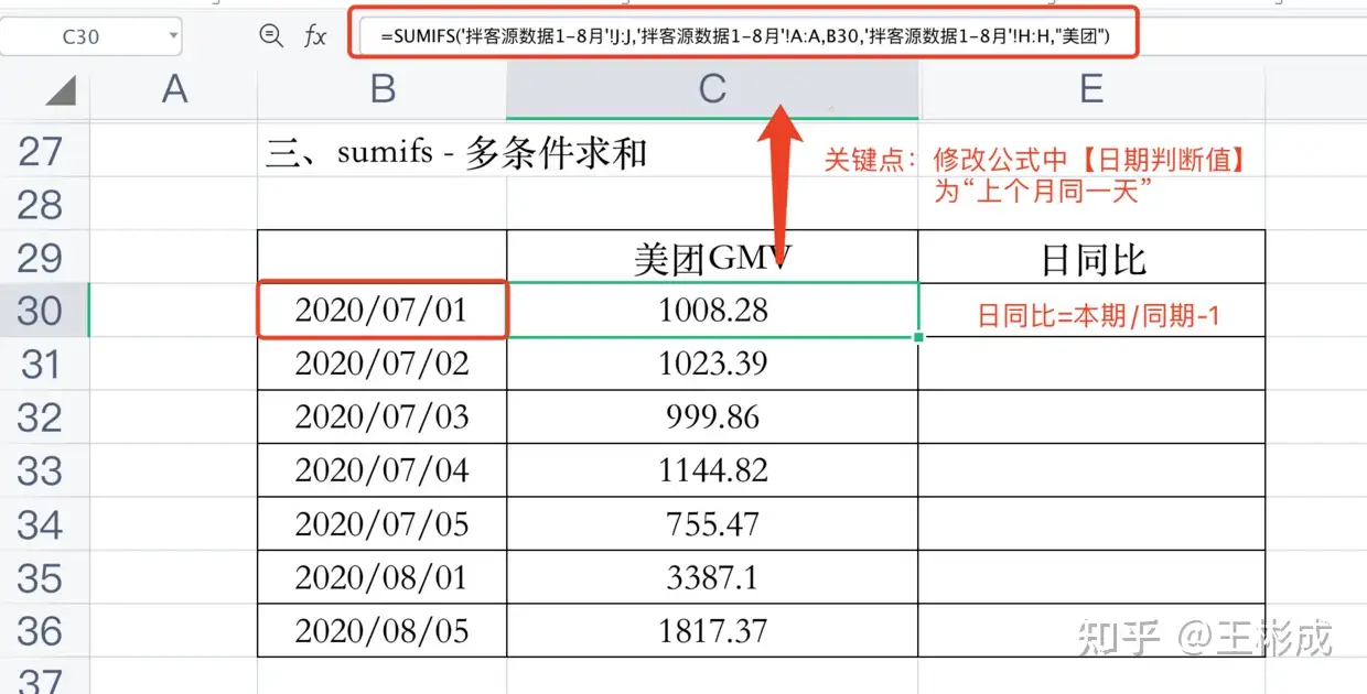 Excel常用函数 6 如何计算销售日同比 知乎