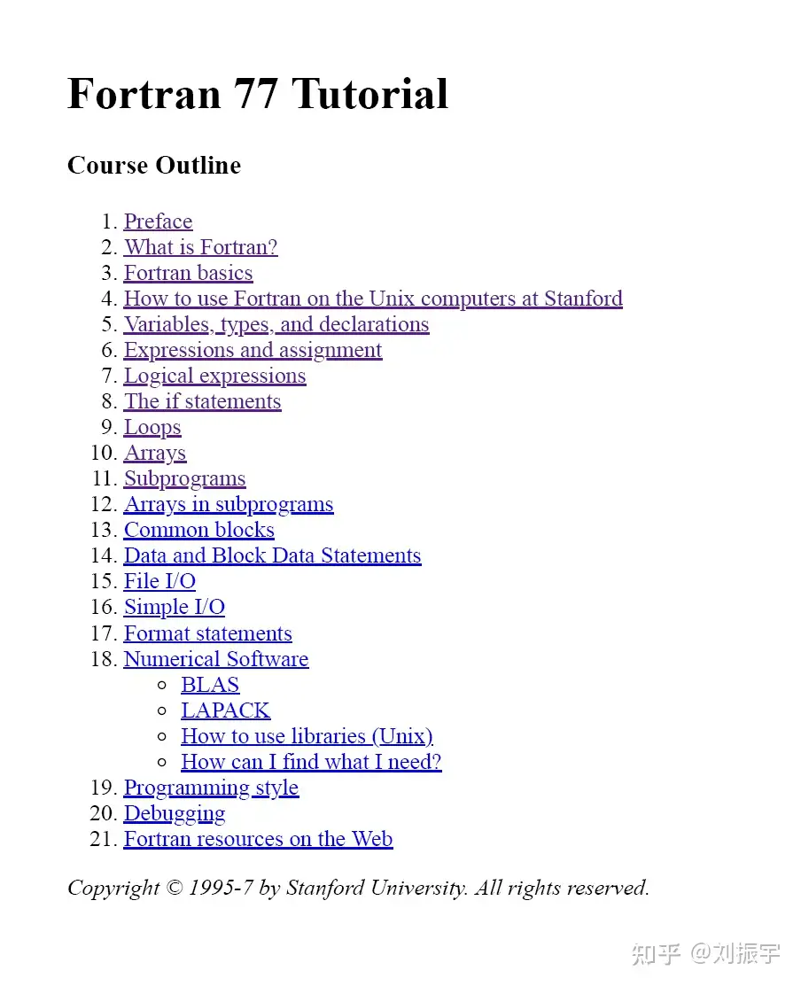 Fortran77简明教程（斯坦福大学课程讲义） - 知乎