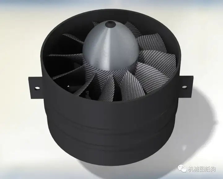 工程机械90mm11叶片涵道风扇式螺旋桨3d图纸solidworks附igs