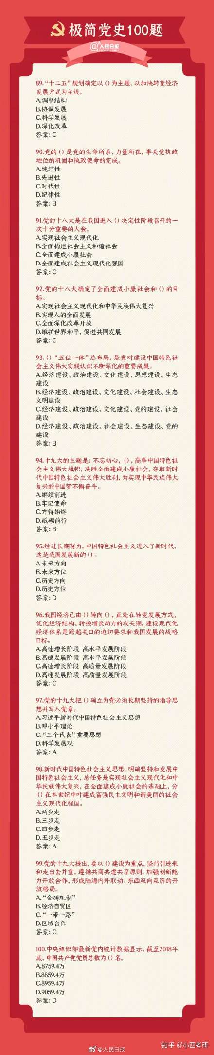 长知识 极简党史100题 你会做几题 知乎