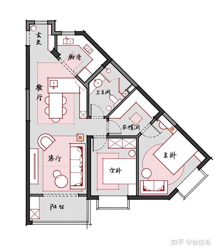 三角形戶型裝修該如何設計?尤其是餐廳區域,屬於標準的三角形.