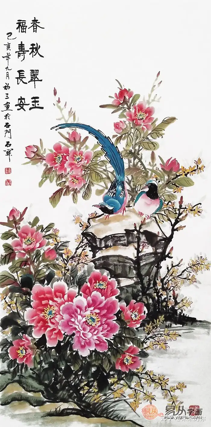 玄关装饰挂幅国画花鸟画，赏心悦目，吉祥纳福- 知乎