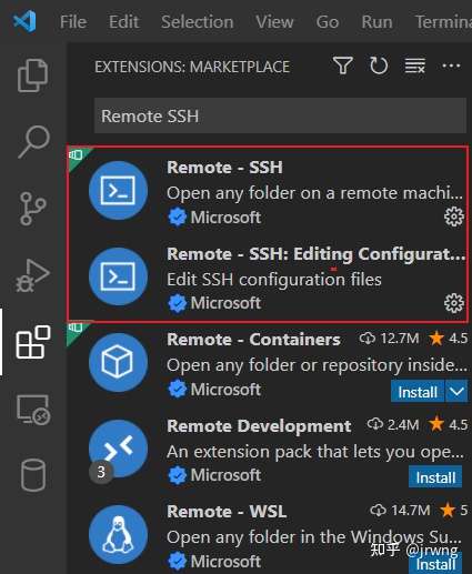 搜索 Remote - SSH 扩展