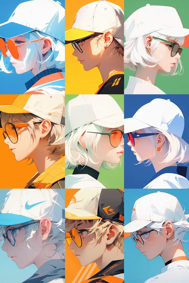 Minimalist flat anime-style couple avatars (male and female)-VyPrompt