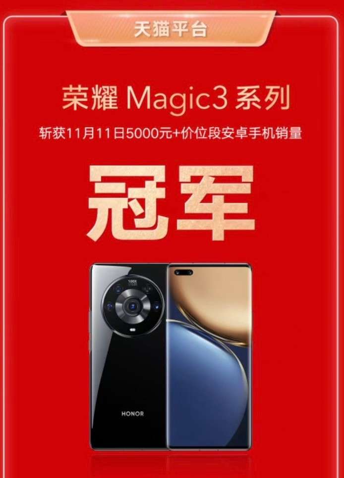 荣耀Magic3豪夺天猫、京东5000+销冠，包揽中国电信终端洞察报告多项第一
