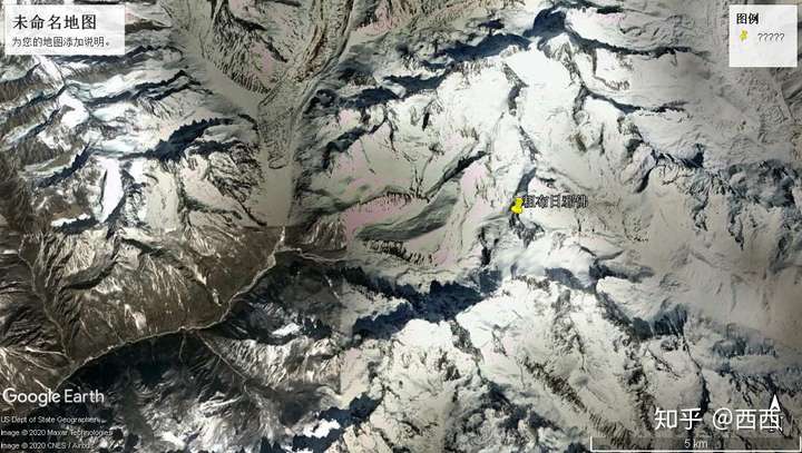 用google卫星地图在西藏粗布日西北方向经度86.336纬度28.