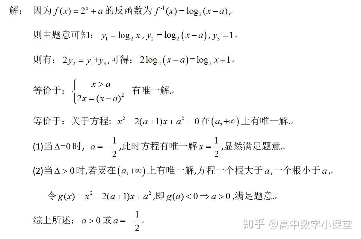 高中数学 每日一题 反函数与方程根综合性问题 知乎