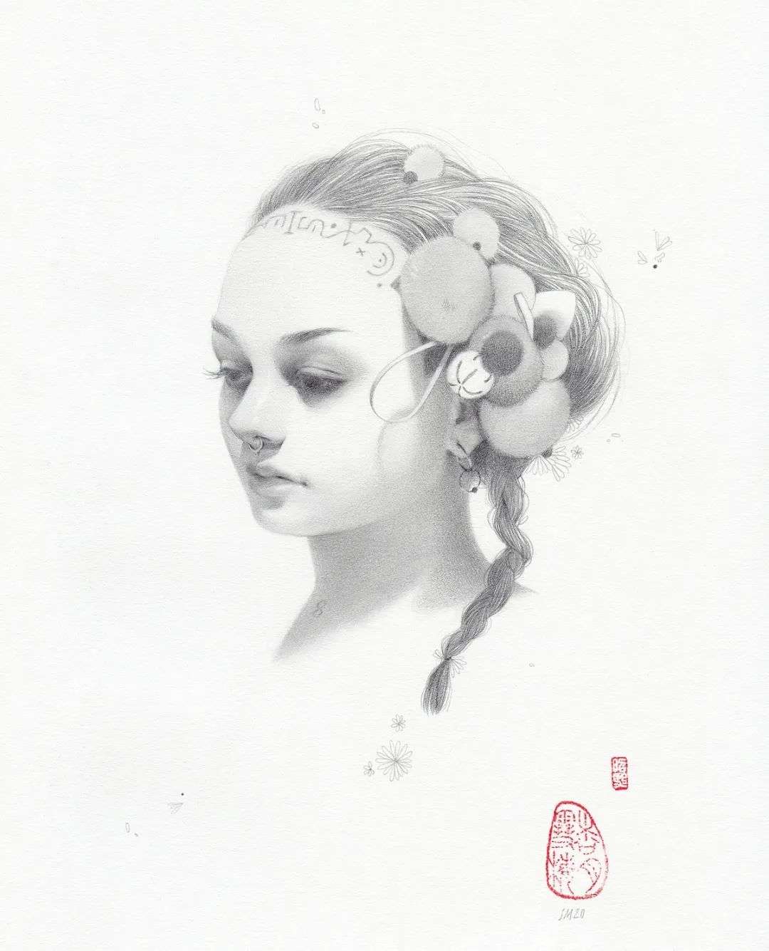 韩风画家把女人画得像花一样美 看素描画 就知道是位高手 知乎