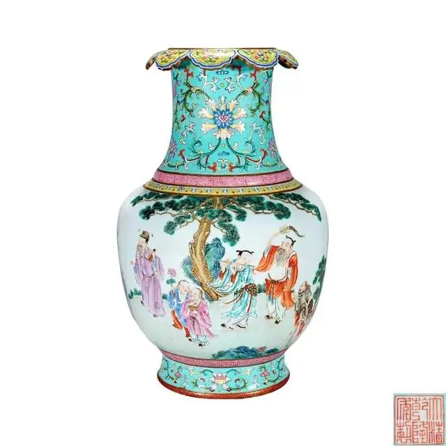 中國清時代珊瑚紅釉描金壽福字蓋罐