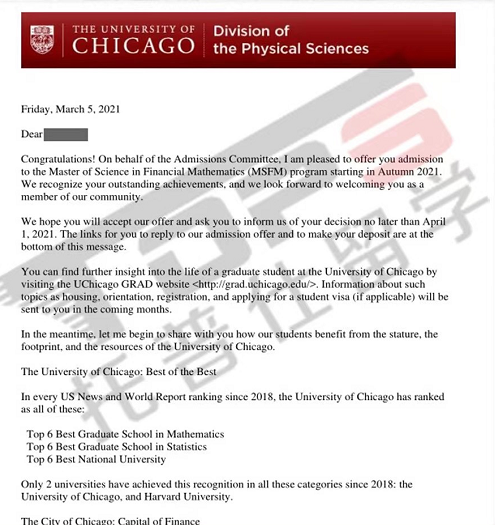 芝加哥大学申请条件